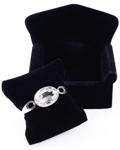 Armbåndholder - Lenestol - Sort fløyel - 11x11x10 cm