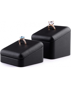 Ringholdere - 2 stk - Sort PU lær - 7x7x7/5 cm
