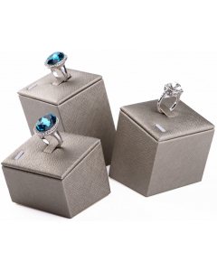 Ringholdere - 3 stk - Champagne PU lær - 8x7x5/5 cm