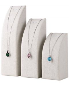Halskjedeholdere - 3 stk - Hvit lin - 25/20/15 cm