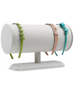 Armbåndholder - Sylinder - Hvit lin - 29x12x12 cm